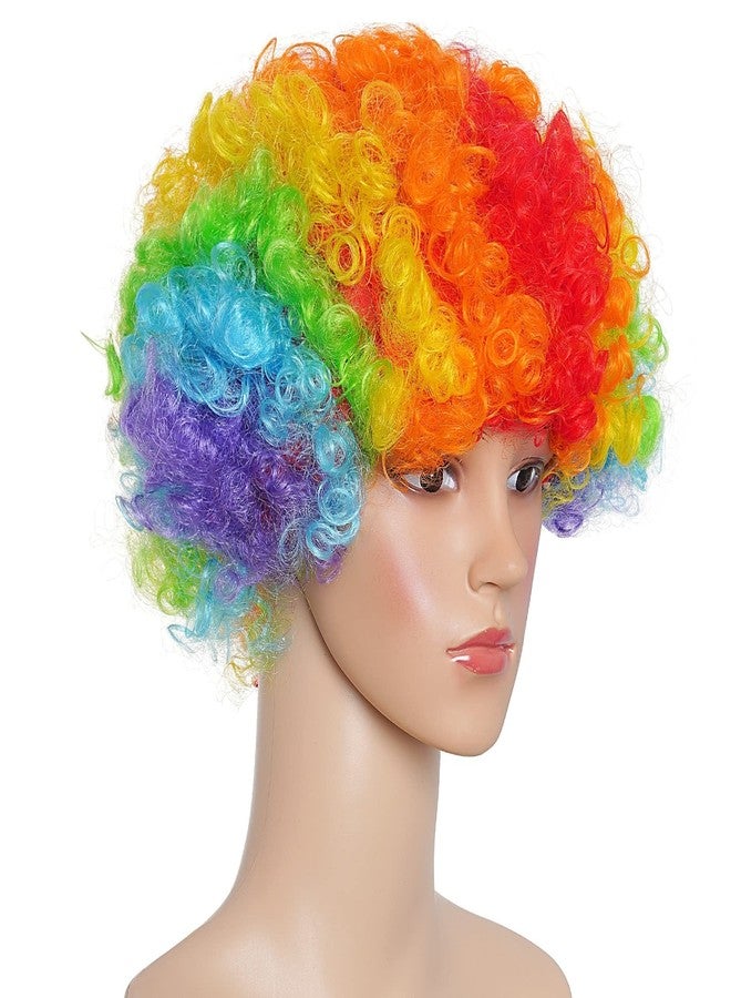 jiebor Clown Wig Costume Accessories Short Colorful Afro Hair Wig for Women Men Adults 70s 80s Halloween Carnivals - Image 1